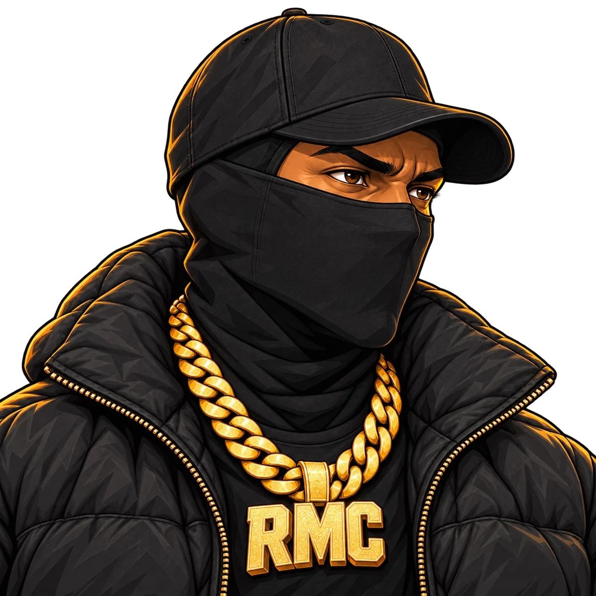 RMC Signal Lost masked character portrait with gold RMC chain